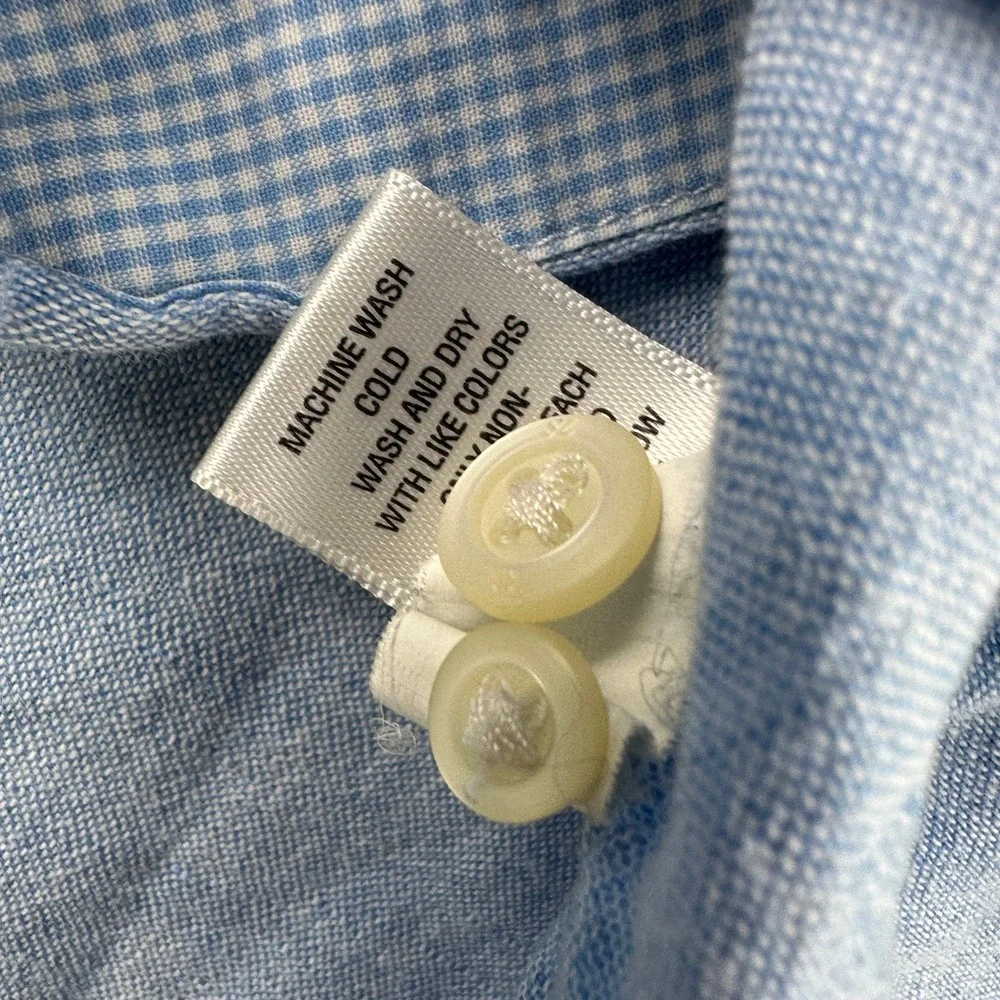 Banana Republic Shirt Mens Small Blue Button Down Linen Cotton Long Sleeve - Picture 9 of 10